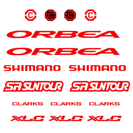 Pegatinas para Cuadro Orbea, Shimano, SRSuntour, Clarks, XLC en vinilo adhesivo stickers graphics calcas adesivi autocollants