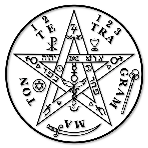Pentagrama Tetragrámaton (vinilo de corte sin fondo) Pegatinas en vinilo adhesivo