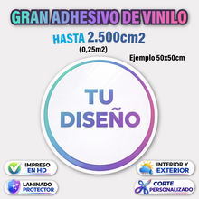 Adhesivo logo personalizado hasta 2.500cm2 (Se debe subir la imagen lista para imprimir)
