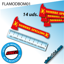 Logo Bomberos+Tu Nombre vinilos adhesivos (14 unidades)