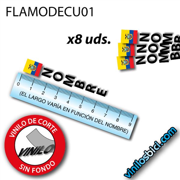 Bandera Ecuador+Tu Nombre vinilos adhesivos