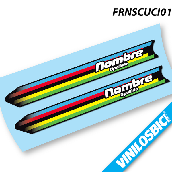 Bandera UCI+Tu Nombre, pegatinas vinilo adhesivo