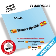 Bandera+Tu Nombre, pegatinas vinilo adhesivo