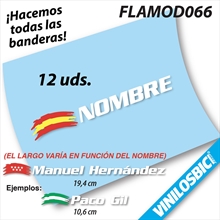 Bandera+Tu Nombre, pegatinas vinilo adhesivo