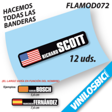 Bandera+Tu Nombre, pegatinas vinilo adhesivo
