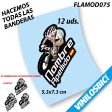 Bandera+Tu Nombre, pegatinas vinilo adhesivo