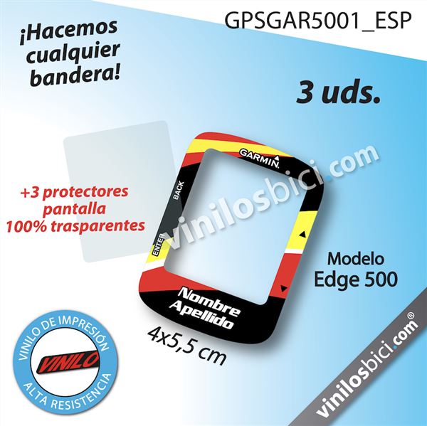 2 X PEGATINAS BANDERA NOMBRE VINILO COMPATIBLE GARMIN 820 PROTECTOR HIDROGEL 