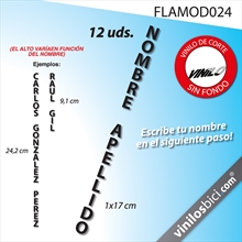 Tu Nombre vertical (SÓLO LETRAS O NÚMEROS), vinilos adhesivos