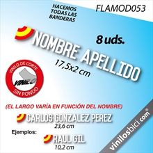 Bandera+Tu Nombre, pegatinas vinilo adhesivo