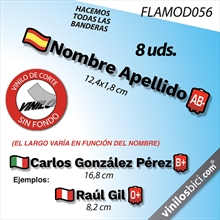 Bandera+Tu Nombre, pegatinas vinilo adhesivo