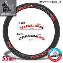 Vuelta Carbon pro, pegatinas vinilo adhesivo llantas perfil 55