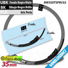 DT Swiss PRC 1400 pegatinas en vinilo adhesivo llanta perfil 35mm