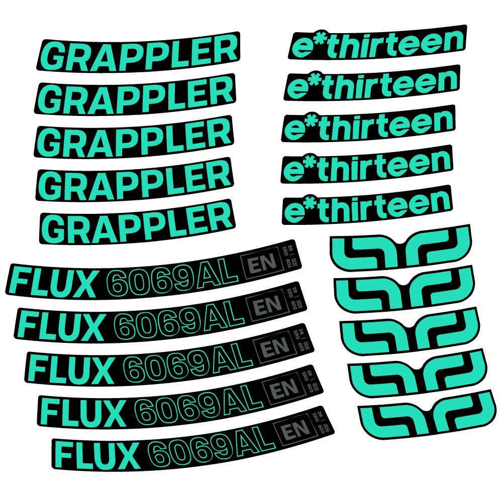 E-Thirteen Grappler Flux Alloy Pegatinas en vinilo adhesivo Llanta MTB (1)