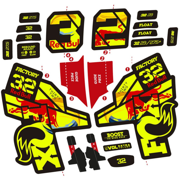 Fox 32 Factory SC 2021 2022 y 2023 Edición Red Bull Pegatinas en vinilo adhesivo Horquilla (2)