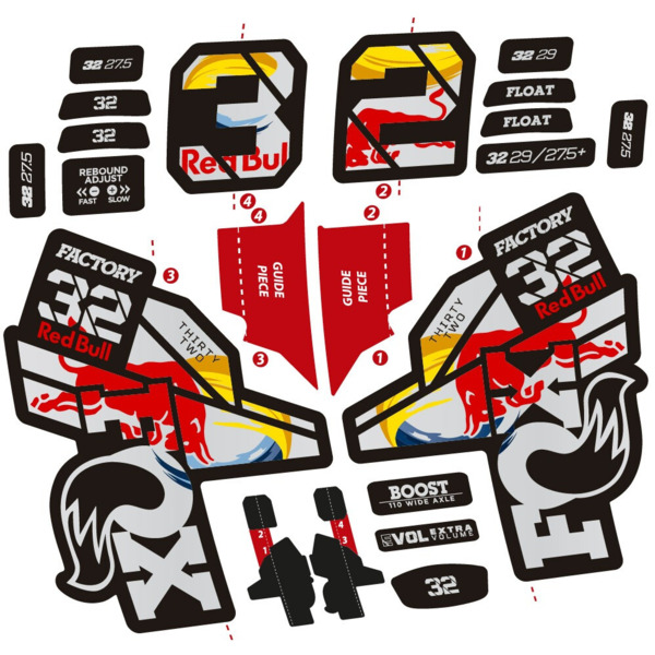 Fox 32 Factory SC 2021 2022 y 2023 Edición Red Bull Pegatinas en vinilo adhesivo Horquilla (15)