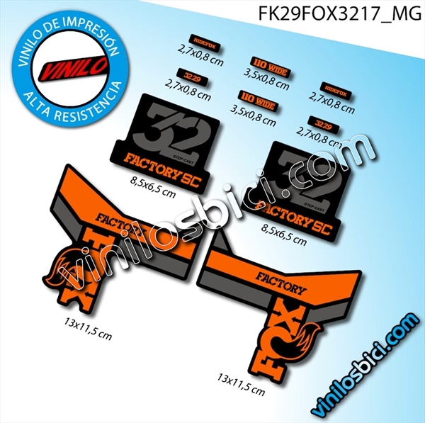 Fox 32 Factory SC Step Cast 2019 Pegatinas vinilo adhesivo horquilla (28)