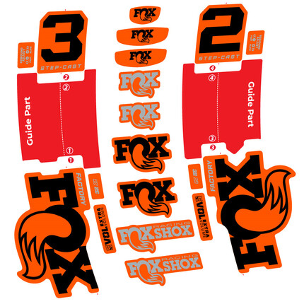 Pegatinas para Horquilla Fox 32 Step-Cast Factory 2025 en vinilo adhesivo stickers graphics calcas adesivi autocollants