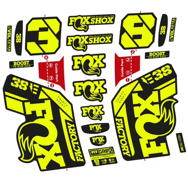 Pegatinas en vinilo adhesivo compatibles con horquilla Fox 38 E‑Bike 2021–2023 – Adhesivos resistentes para horquilla MTB (2)