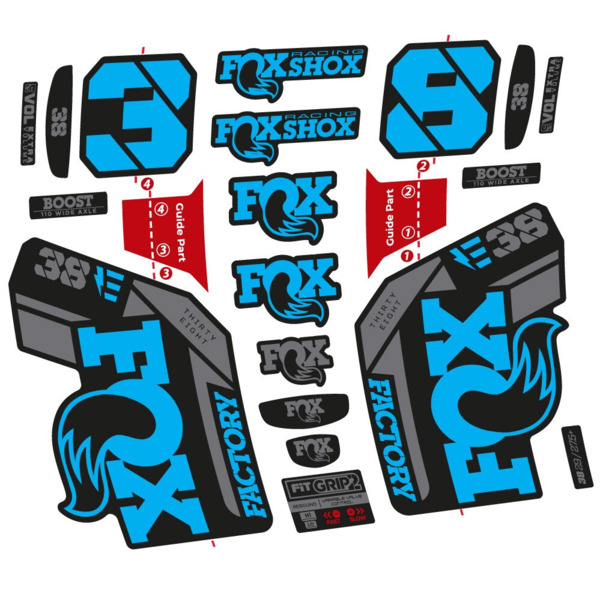 Pegatinas en vinilo adhesivo compatibles con horquilla Fox 38 E‑Bike 2021–2023 – Adhesivos resistentes para horquilla MTB (4)