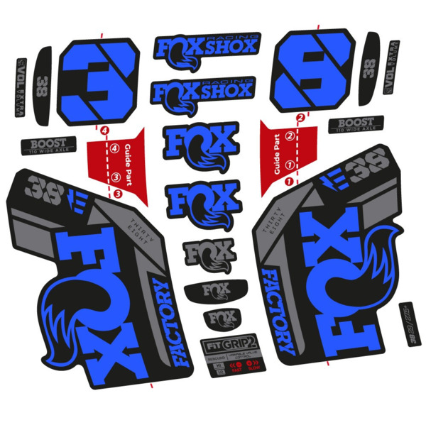 Pegatinas en vinilo adhesivo compatibles con horquilla Fox 38 E‑Bike 2021–2023 – Adhesivos resistentes para horquilla MTB (5)