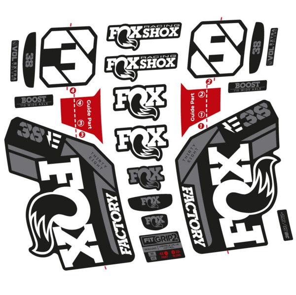 Pegatinas en vinilo adhesivo compatibles con horquilla Fox 38 E‑Bike 2021–2023 – Adhesivos resistentes para horquilla MTB (6)