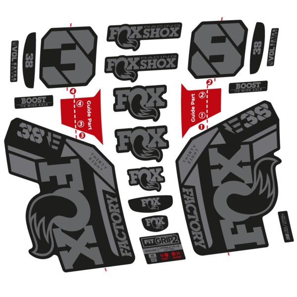 Pegatinas en vinilo adhesivo compatibles con horquilla Fox 38 E‑Bike 2021–2023 – Adhesivos resistentes para horquilla MTB (7)