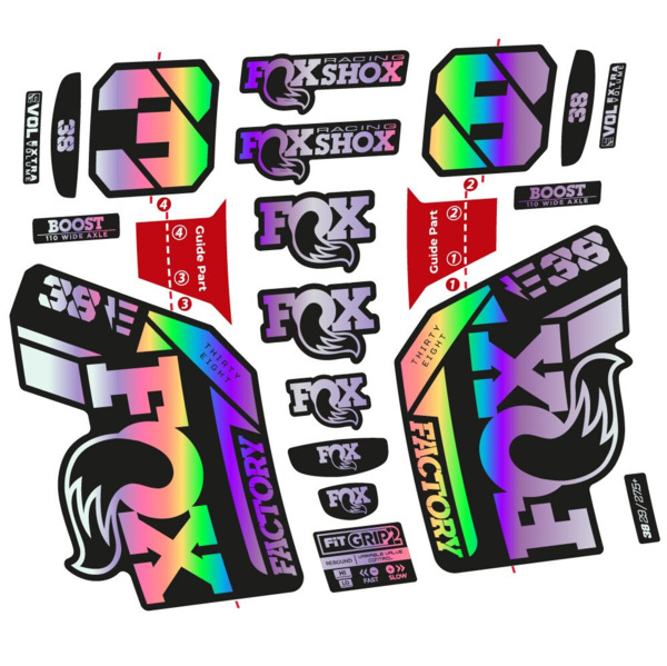 Pegatinas en vinilo adhesivo compatibles con horquilla Fox 38 E‑Bike 2021–2023 – Adhesivos resistentes para horquilla MTB (8)