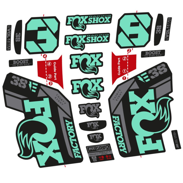 Pegatinas en vinilo adhesivo compatibles con horquilla Fox 38 E‑Bike 2021–2023 – Adhesivos resistentes para horquilla MTB (9)