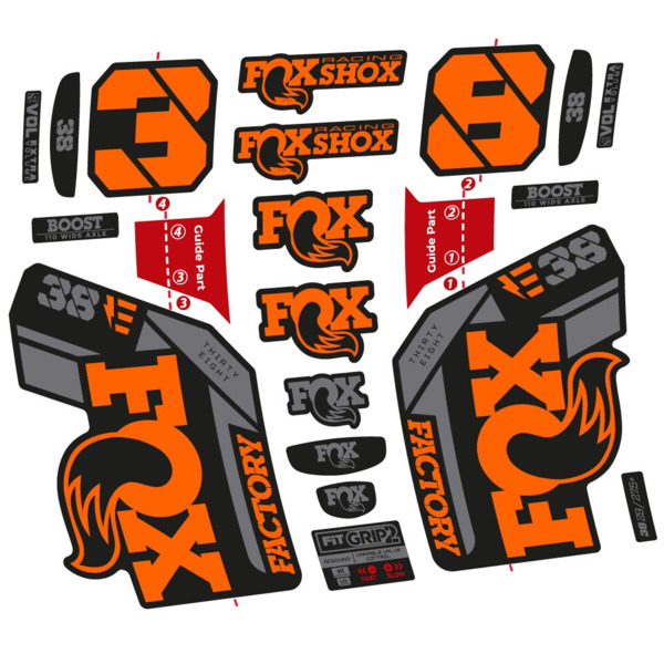 Pegatinas en vinilo adhesivo compatibles con horquilla Fox 38 E‑Bike 2021–2023 – Adhesivos resistentes para horquilla MTB (11)