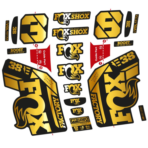 Pegatinas en vinilo adhesivo compatibles con horquilla Fox 38 E‑Bike 2021–2023 – Adhesivos resistentes para horquilla MTB (14)