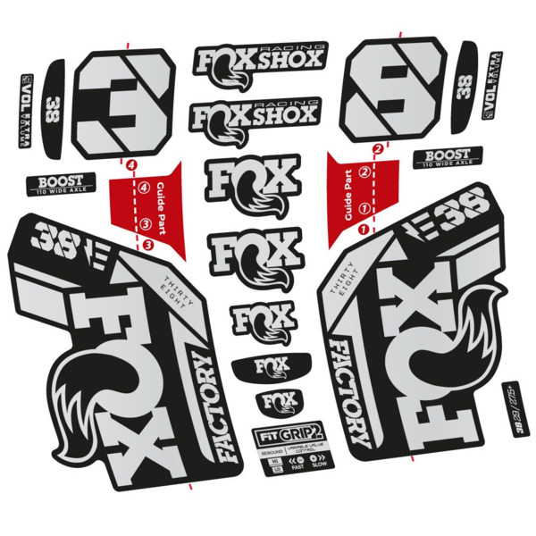 Pegatinas en vinilo adhesivo compatibles con horquilla Fox 38 E‑Bike 2021–2023 – Adhesivos resistentes para horquilla MTB (15)