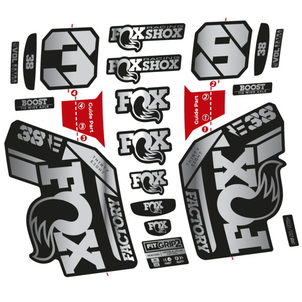 Pegatinas en vinilo adhesivo compatibles con horquilla Fox 38 E‑Bike 2021–2023 – Adhesivos resistentes para horquilla MTB (16)