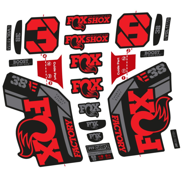 Pegatinas en vinilo adhesivo compatibles con horquilla Fox 38 E‑Bike 2021–2023 – Adhesivos resistentes para horquilla MTB (19)