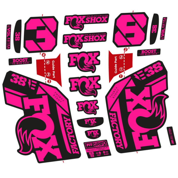 Pegatinas en vinilo adhesivo compatibles con horquilla Fox 38 E‑Bike 2021–2023 – Adhesivos resistentes para horquilla MTB (20)