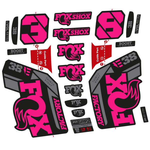 Pegatinas en vinilo adhesivo compatibles con horquilla Fox 38 E‑Bike 2021–2023 – Adhesivos resistentes para horquilla MTB (21)