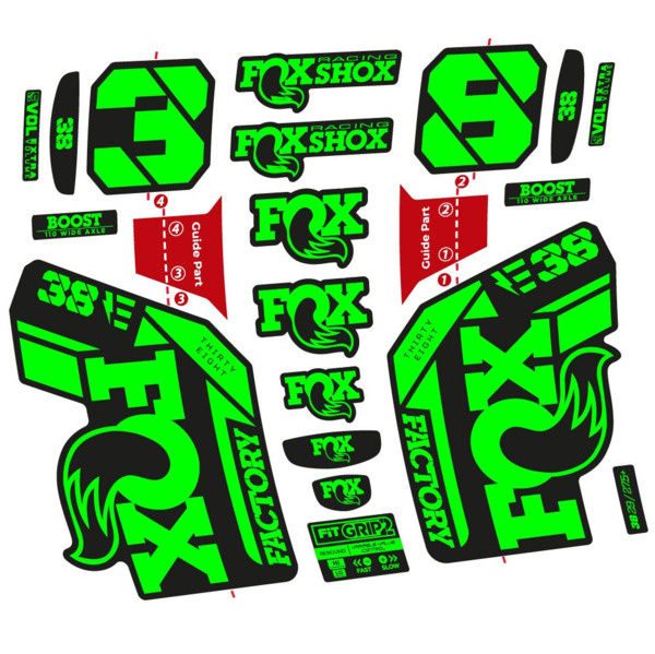 Pegatinas en vinilo adhesivo compatibles con horquilla Fox 38 E‑Bike 2021–2023 – Adhesivos resistentes para horquilla MTB (23)