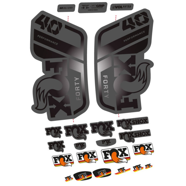 Pegatinas en vinilo adhesivo compatibles con horquilla Fox 40 Performance 2021, 2022 y 2023 – Adhesivos resistentes para MTB (12)