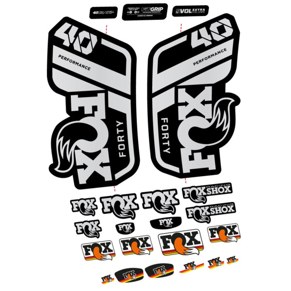 Pegatinas en vinilo adhesivo compatibles con horquilla Fox 40 Performance 2021, 2022 y 2023 – Adhesivos resistentes para MTB (15)
