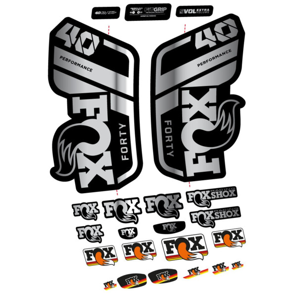 Pegatinas en vinilo adhesivo compatibles con horquilla Fox 40 Performance 2021, 2022 y 2023 – Adhesivos resistentes para MTB (16)