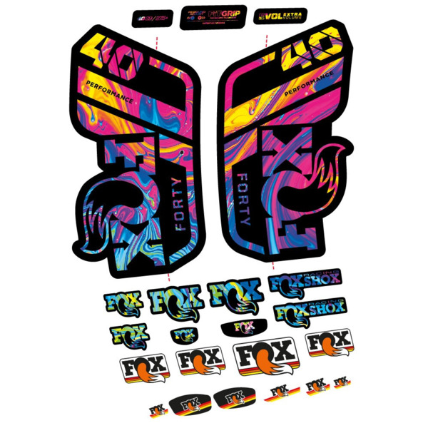 Pegatinas en vinilo adhesivo compatibles con horquilla Fox 40 Performance 2021, 2022 y 2023 – Adhesivos resistentes para MTB (17)