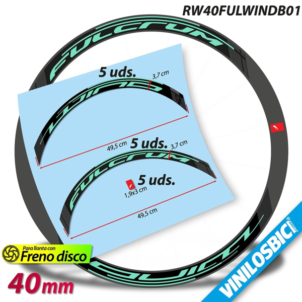 Fulcrum 40 Wind DB, pegatinas en vinilo adhesivo llantas (8)