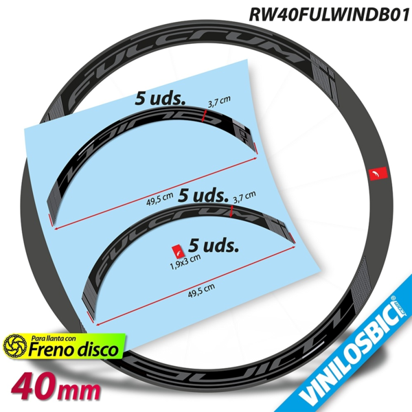 Fulcrum 40 Wind DB, pegatinas en vinilo adhesivo llantas (10)