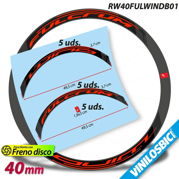 Fulcrum 40 Wind DB, pegatinas en vinilo adhesivo llantas (5)