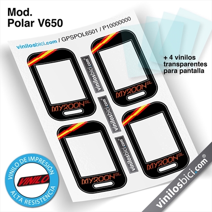 GPS Polar V650 pegatinas vinilo adhesivo protector, GPS Polar V650 stickers decal