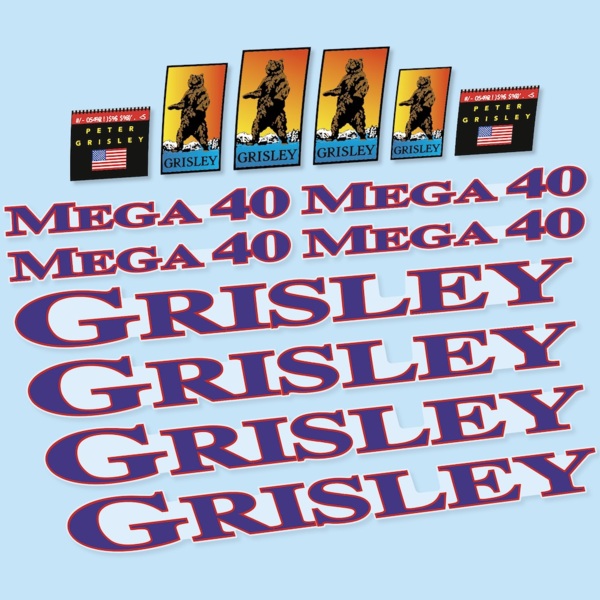 Grisley Mega 40 Pegatinas en vinilo adhesivo Bici Clásica (1)