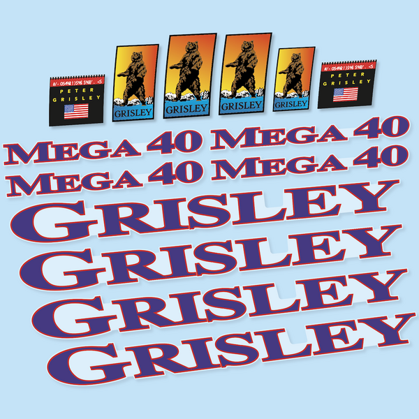 Grisley Mega 40 Pegatinas en vinilo adhesivo Bici Clásica