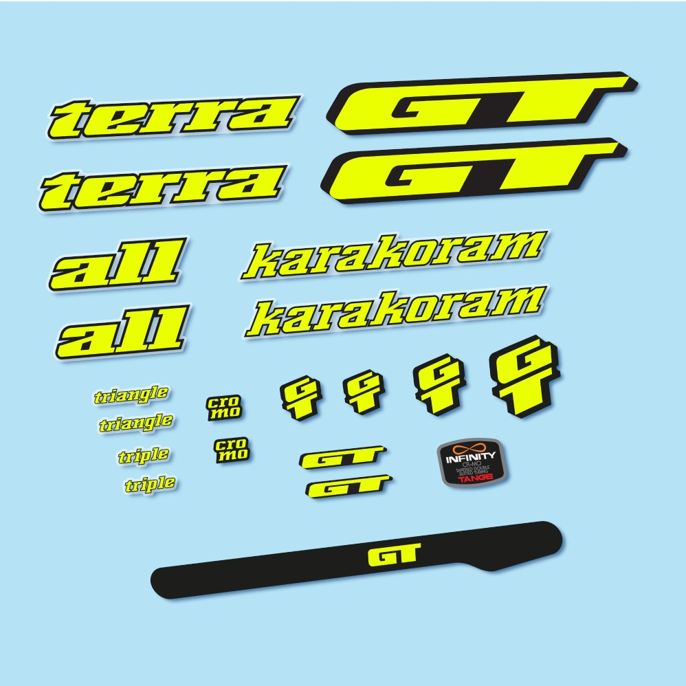 GT Terra Karakoram 1993 Pegatinas en vinilo adhesivo Cuadro Bici Clásica (2)