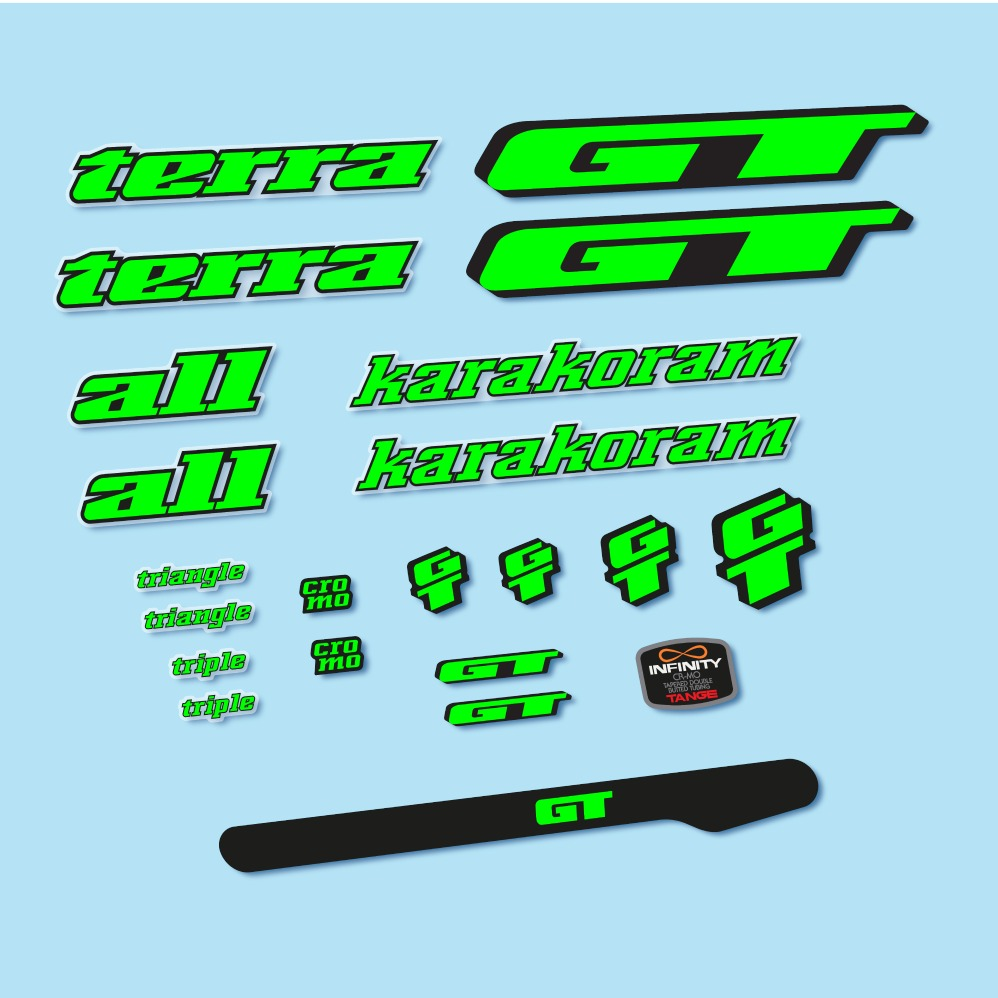 GT Terra Karakoram 1993 Pegatinas en vinilo adhesivo Cuadro Bici Clásica (23)