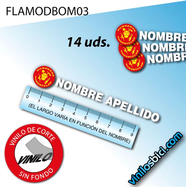 Logo Bomberos+Tu Nombre vinilos adhesivos (14 unidades)