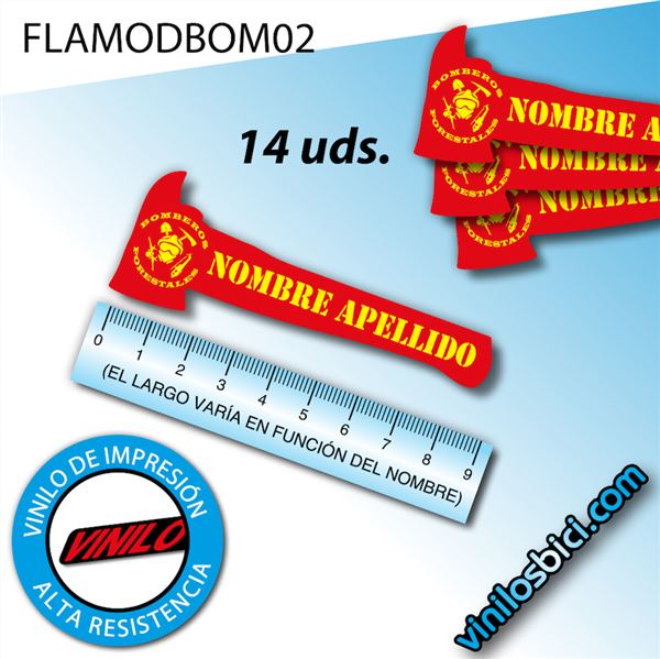 Logo bomberos+Tu Nombre vinilos adhesivos (14 unidades)